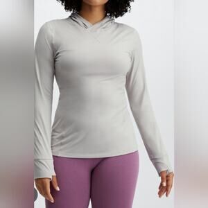 Fabletics Phoenix Run Hoodie Light Gray Long Sleeve Women's Size M